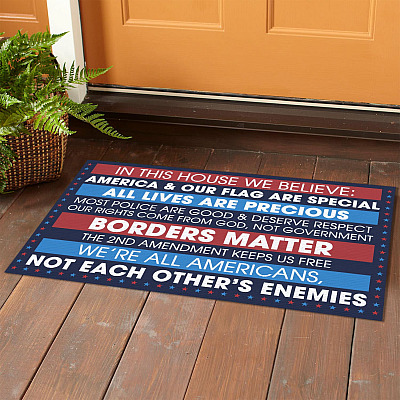Alternative view of In This House We Believe America And Our Flag Are Special All Lives Are Precious House Doormat - Outdoor Doormat