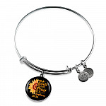 Personalized In A World Full Of Roses Be a Sunflower Circle Pendant Necklace - Bangle