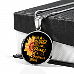 Personalized In A World Full Of Roses Be a Sunflower Circle Pendant Necklace - Bangle