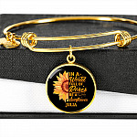 Personalized In A World Full Of Roses Be a Sunflower Circle Pendant Necklace - Bangle