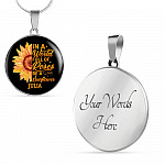 Personalized In A World Full Of Roses Be a Sunflower Circle Pendant Necklace - Bangle