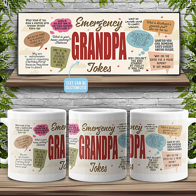 Alternative view of Personalized Emergency Jokes Full Print Coffee Mug - Beer Stein - Water Bottle - Color Changing Mug