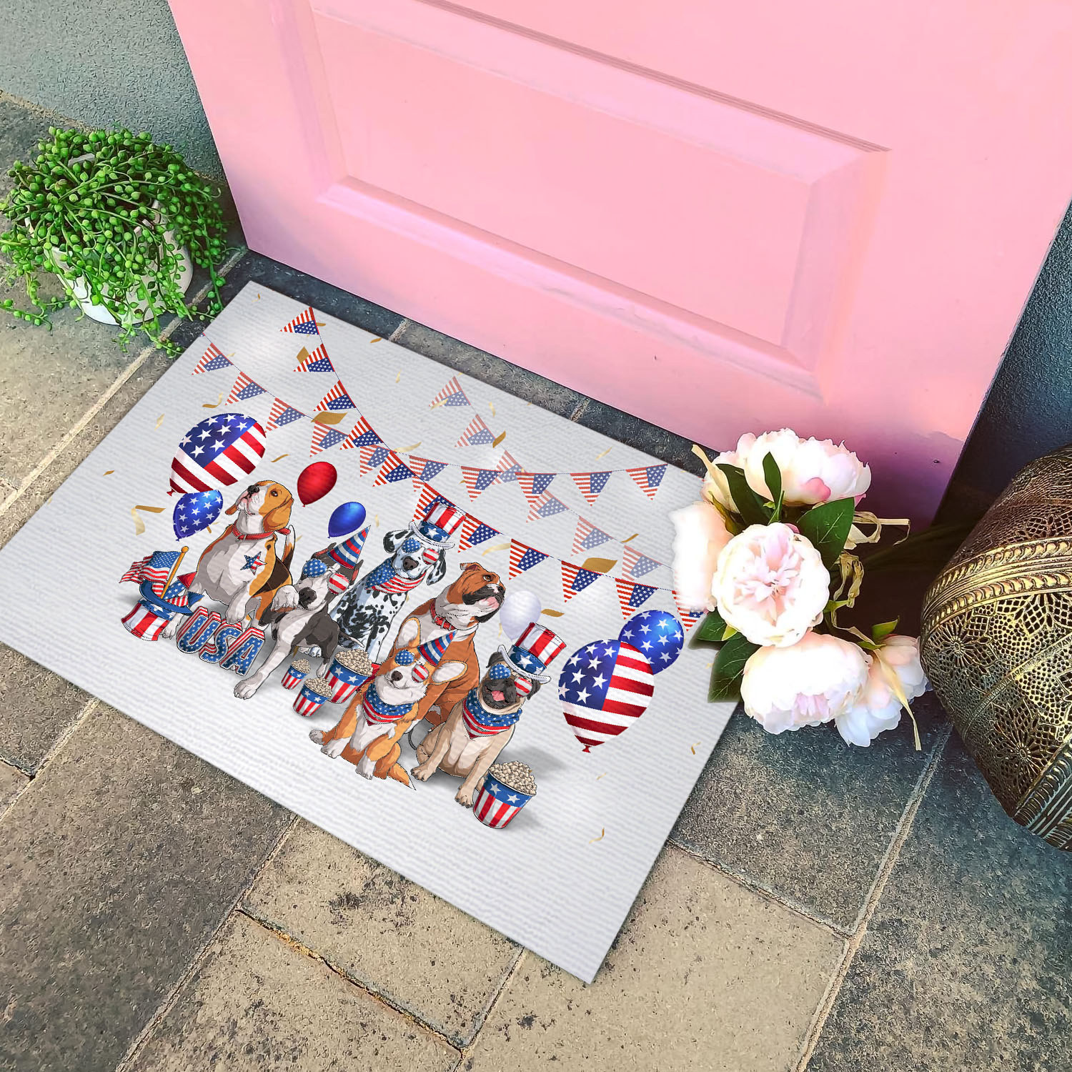7BN. Patriotic Pups Doormat mockup 4