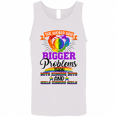 The World Has Bigger Problems Than Boys Kissing Boys And Girl Kissing Girl Tank Top Tee-Ladies Racerback Tank