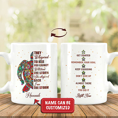 Personalized They Whispered To Her You Cannot Withstand The Storm Turtle Double-Sided Ceramic Coffee Mug