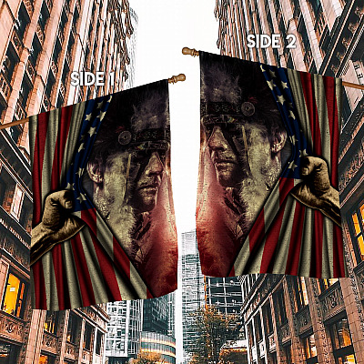 Alternative view of Native American Chief Decorative Garden Flag - House Flag - Native American Flag