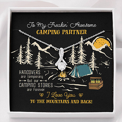 To My Freakin' Awesome Camping Partners Our Camping Stories Are Forever Alluring Beauty Necklace Camper Gifts - Alluring Beauty Necklace