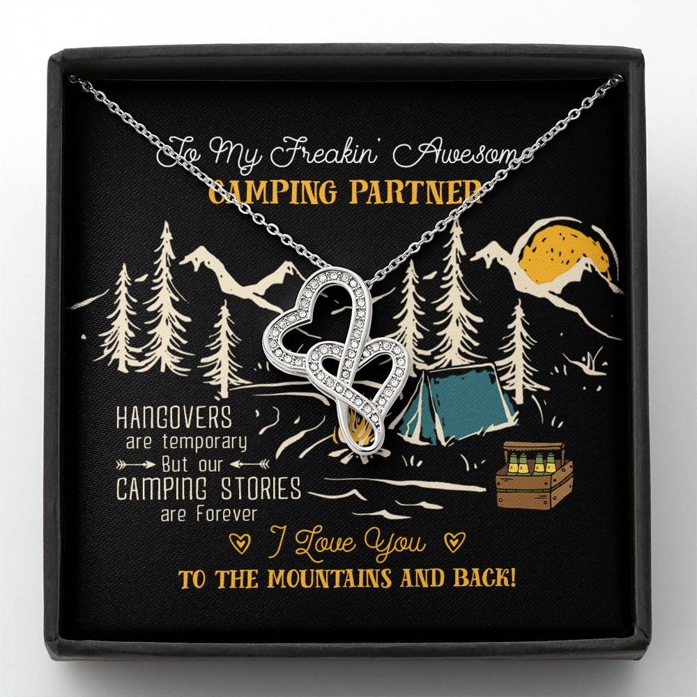 To My Freakin' Awesome Camping Partners Our Camping Stories Are Forever Double Hearts Necklace - Camper Gifts - Double Hearts Necklace To My Freakin' Awesome Camping Partners Our Camping Stories Are Forever Double Hearts Necklace - Camper Gifts - Double Hearts Necklace
