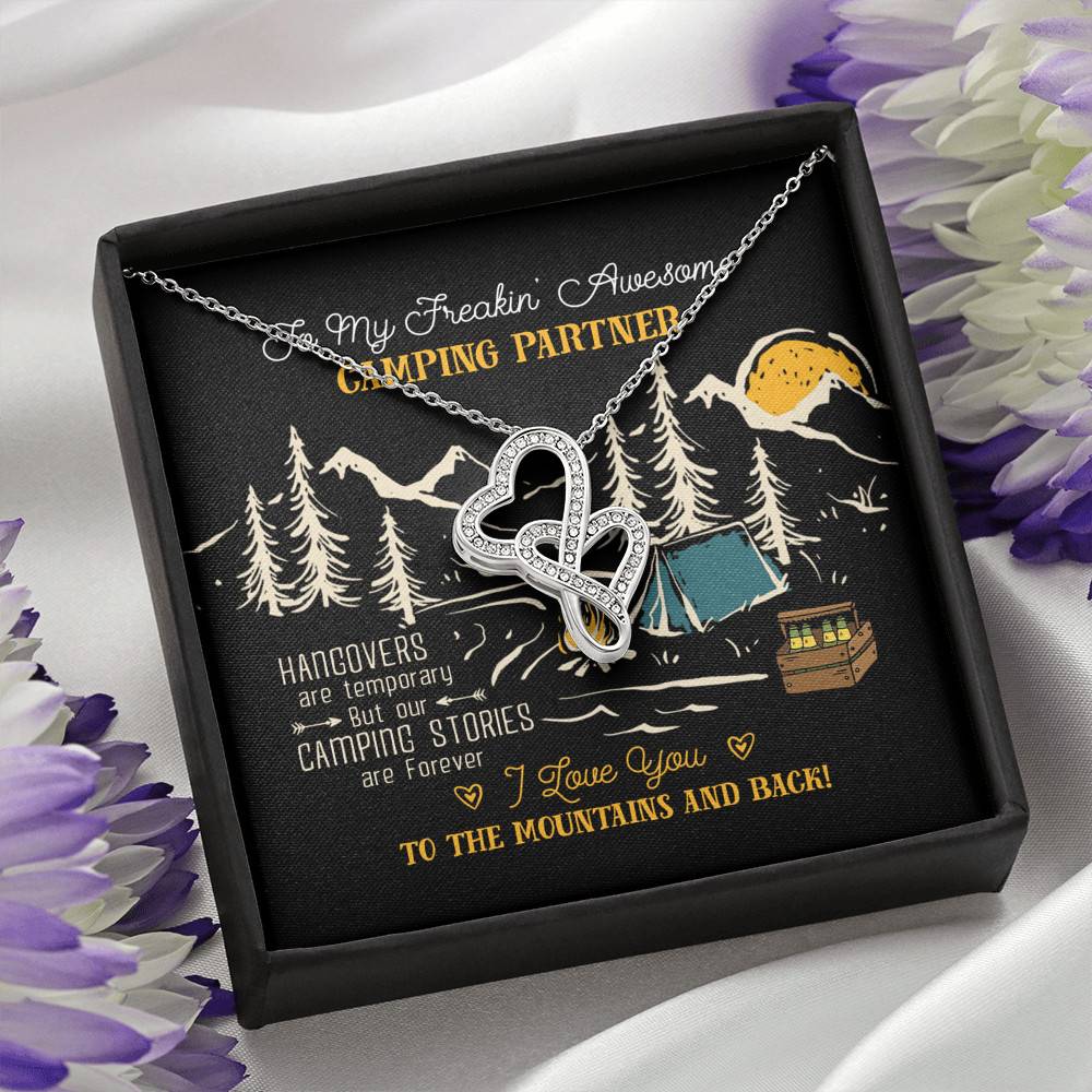 To My Freakin' Awesome Camping Partners Our Camping Stories Are Forever Double Hearts Necklace - Camper Gifts To My Freakin' Awesome Camping Partners Our Camping Stories Are Forever Double Hearts Necklace - Camper Gifts