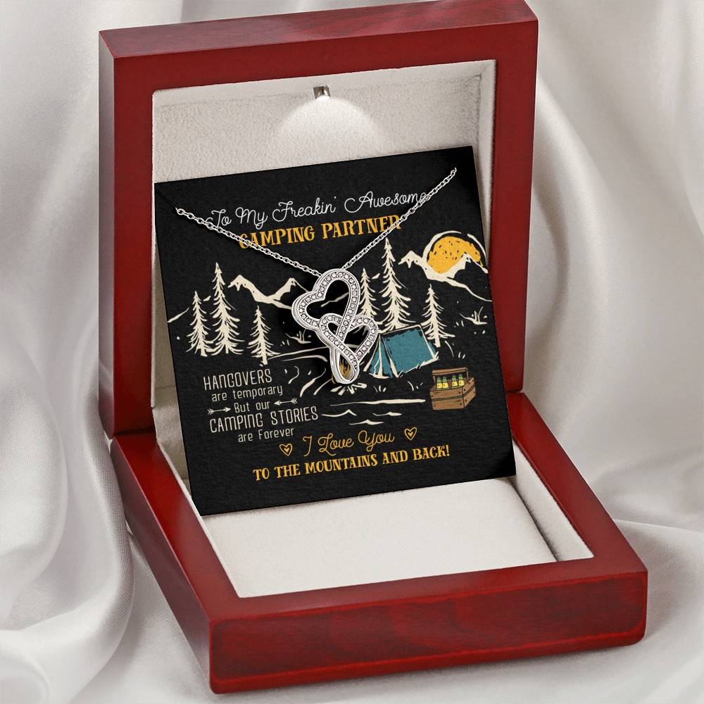 To My Freakin' Awesome Camping Partners Our Camping Stories Are Forever Double Hearts Necklace - Camper Gifts To My Freakin' Awesome Camping Partners Our Camping Stories Are Forever Double Hearts Necklace - Camper Gifts