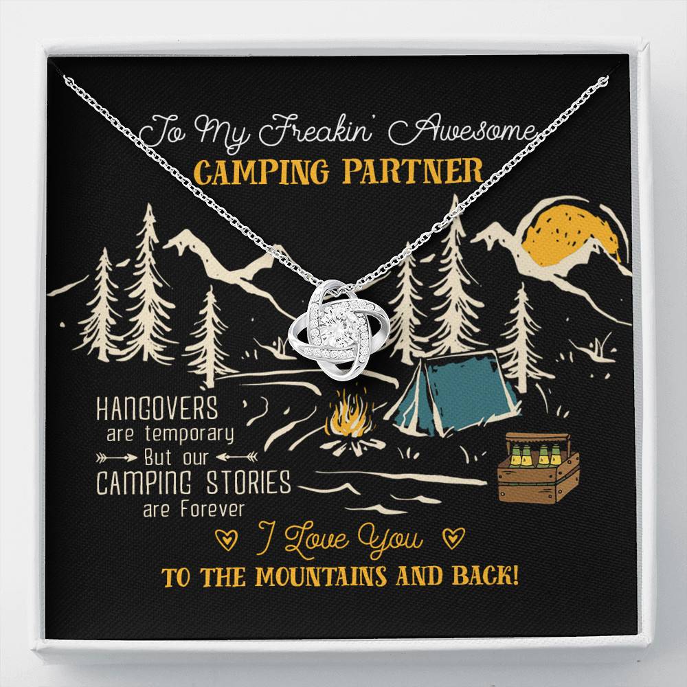 To My Freakin' Awesome Camping Partners Our Camping Stories Are Forever Love Knot Necklace - Camper Gifts - Love Knot Necklace To My Freakin' Awesome Camping Partners Our Camping Stories Are Forever Love Knot Necklace - Camper Gifts - Love Knot Necklace