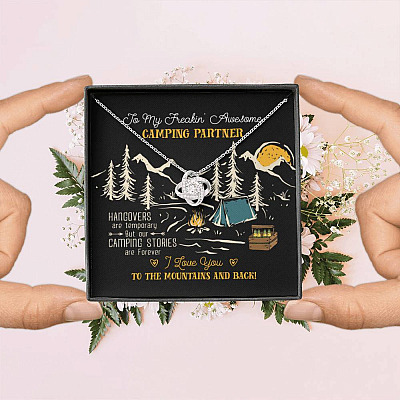 To My Freakin' Awesome Camping Partners Our Camping Stories Are Forever Love Knot Necklace - Camper Gifts