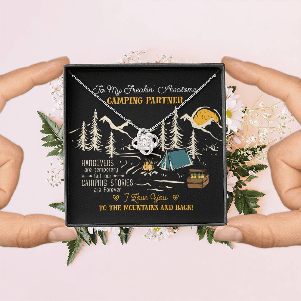 To My Freakin' Awesome Camping Partners Our Camping Stories Are Forever Love Knot Necklace - Camper Gifts To My Freakin' Awesome Camping Partners Our Camping Stories Are Forever Love Knot Necklace - Camper Gifts