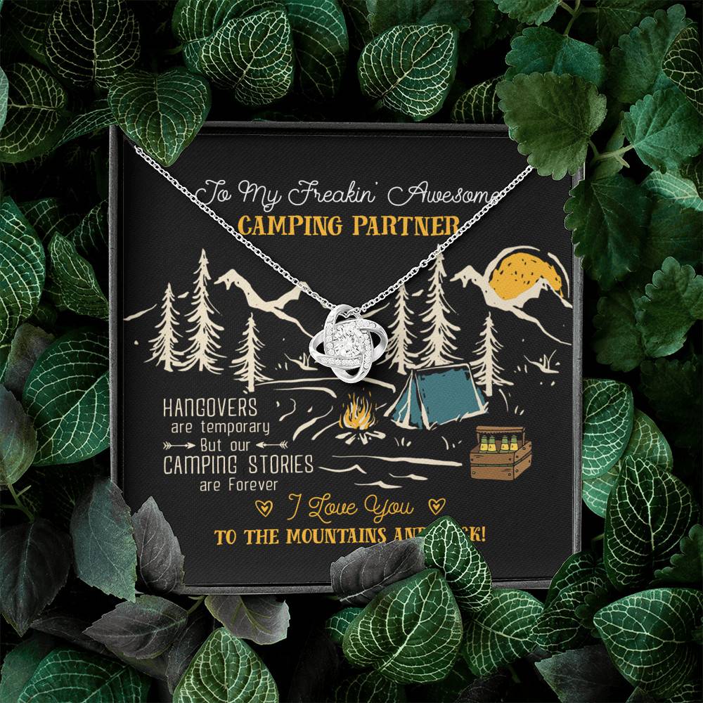 To My Freakin' Awesome Camping Partners Our Camping Stories Are Forever Love Knot Necklace - Camper Gifts To My Freakin' Awesome Camping Partners Our Camping Stories Are Forever Love Knot Necklace - Camper Gifts