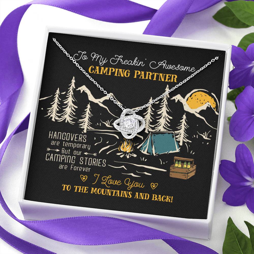To My Freakin' Awesome Camping Partners Our Camping Stories Are Forever Love Knot Necklace - Camper Gifts To My Freakin' Awesome Camping Partners Our Camping Stories Are Forever Love Knot Necklace - Camper Gifts