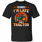 Sorry I'm Late I Saw A Tractor, Black, Youth T-Shirt