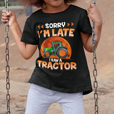 Alternative view of Sorry I'm Late I Saw A Tractor Youth Tee - Funny Tractor Lovers Gift Shirt