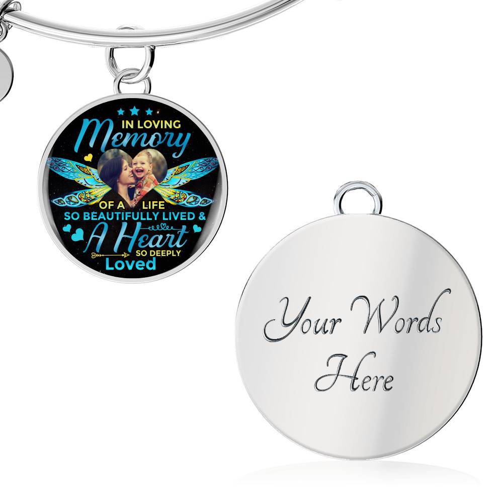 Personalized Photo In Loving Memory Of A Life So Beautiful Lived Circle Pendant Necklace