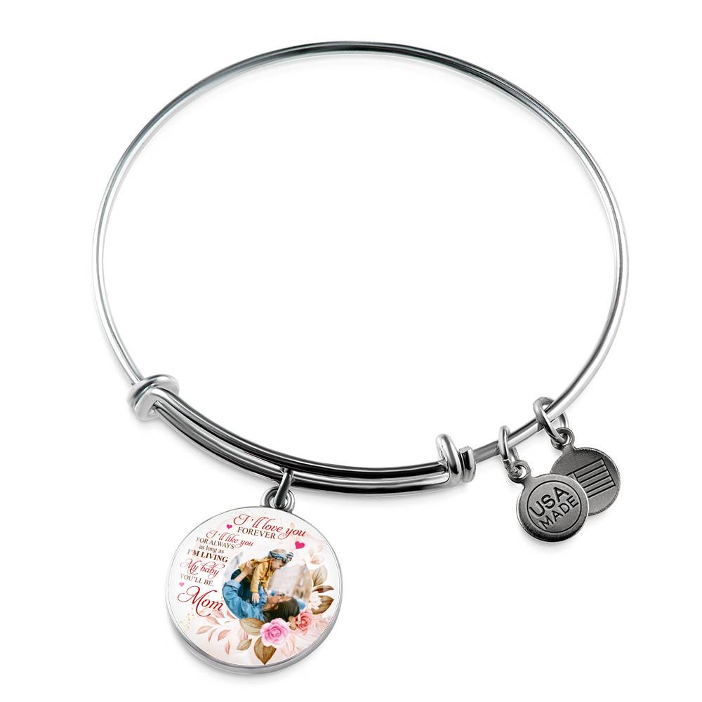 Personalized Photo I'll Love You Forever I'll Like You for Always From Mom Circle Pendant Necklace