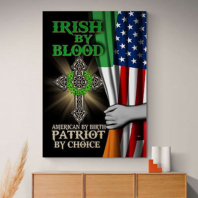 Alternative view of Irish By Blood American By Heart Patriot By Choice Framed Canvas Prints - Unframed Poster - Decor Wall Art