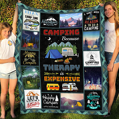 Camping Because Therapy Is Expensive Fleece Blanket - the Mountains Are Calling and I Must Go Mink Blanket