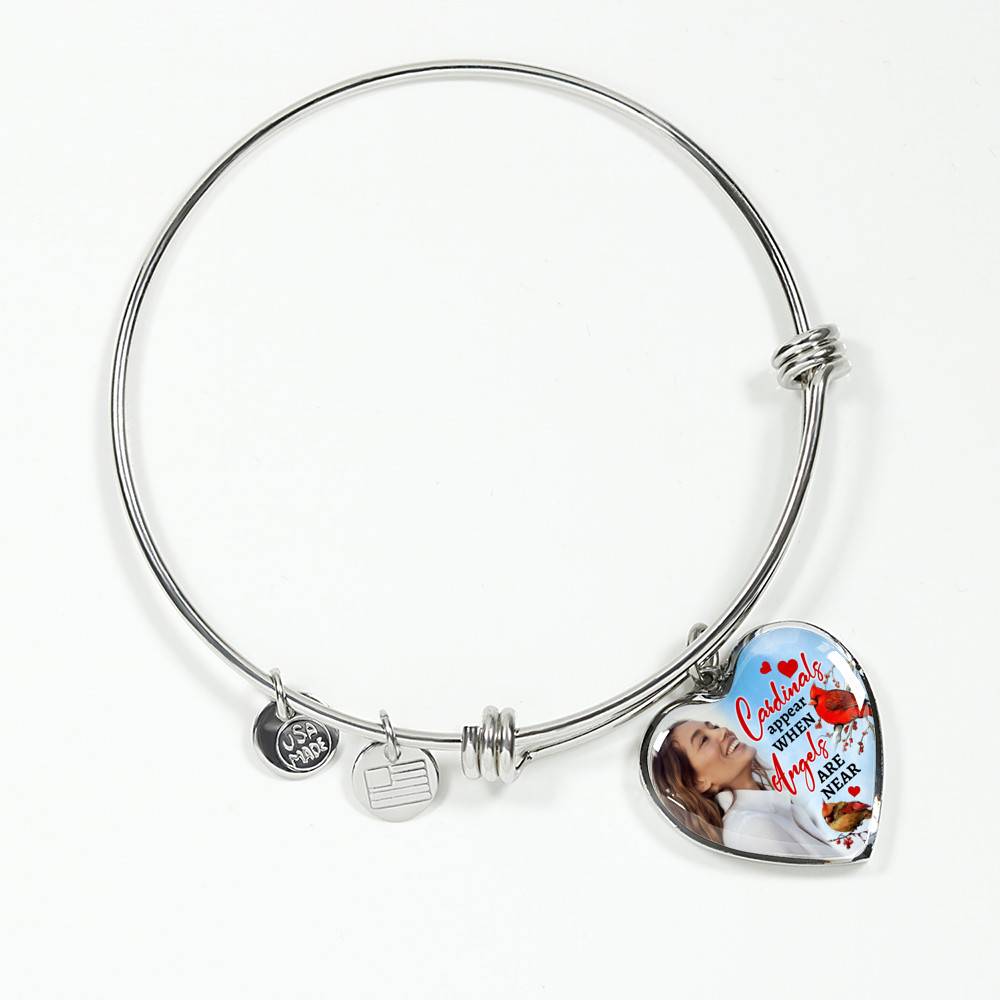 Personalized Photo Cardinals Appear When Angels Are Near Heart Pendant Necklace