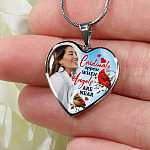 Personalized Photo Cardinals Appear When Angels Are Near Heart Pendant Necklace
