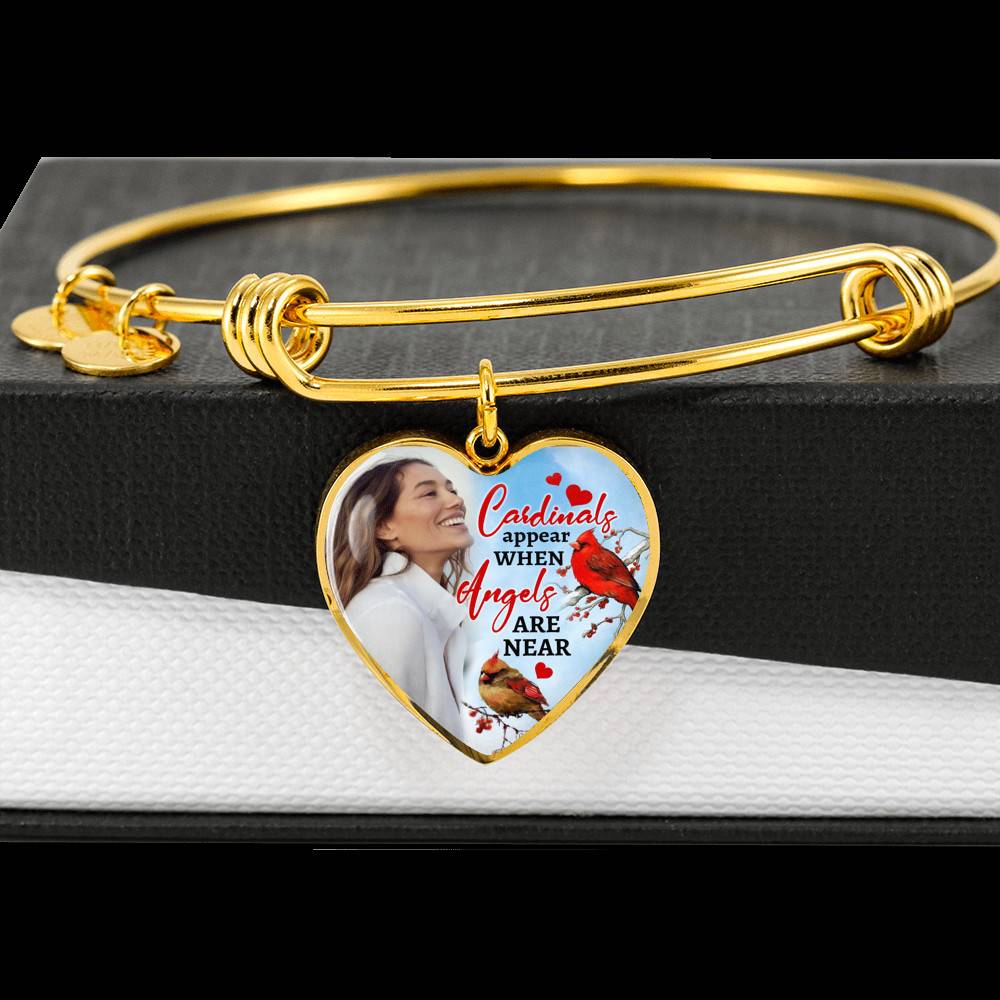 Personalized Photo Cardinals Appear When Angels Are Near Heart Pendant Necklace