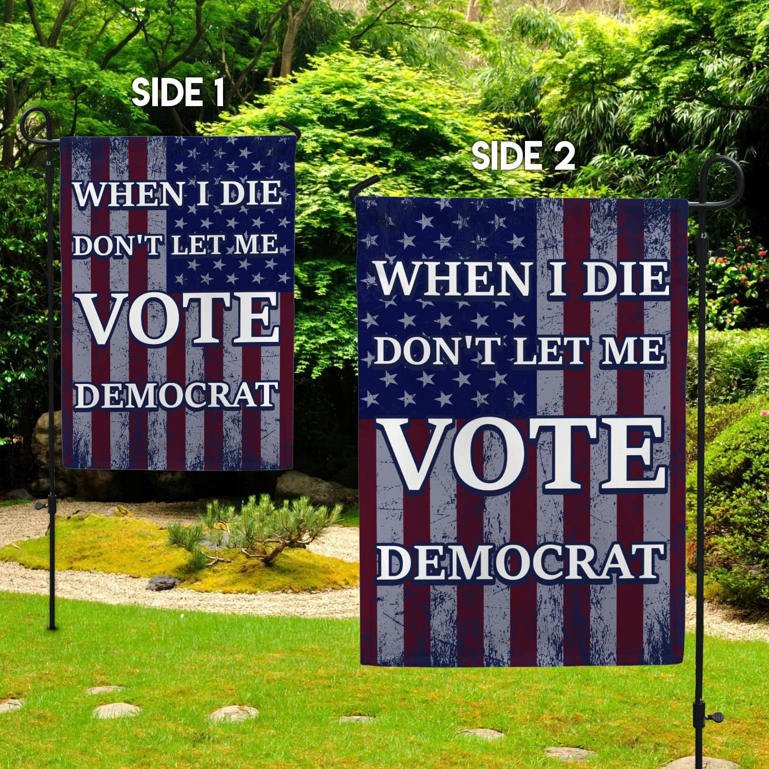 6NH. When I Die 2 Garden Flag Mockup 2 Side
