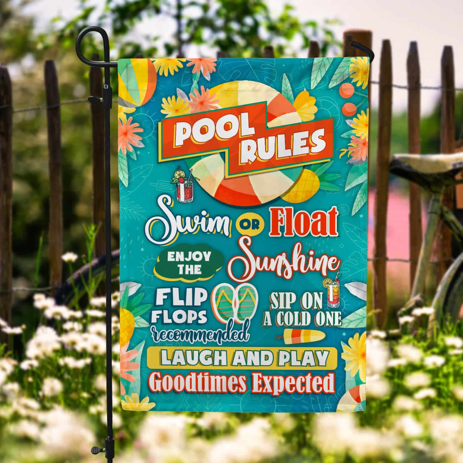 2HV. Pool Rules (8) Garden Flag Mockup 6