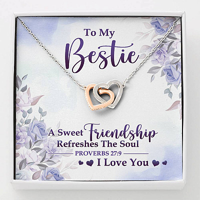 A Sweet Friendship Refreshes The Soul Gift For Christian Best Friend Interlocking Hearts Pendant Necklace - Interlocking Hearts Necklace