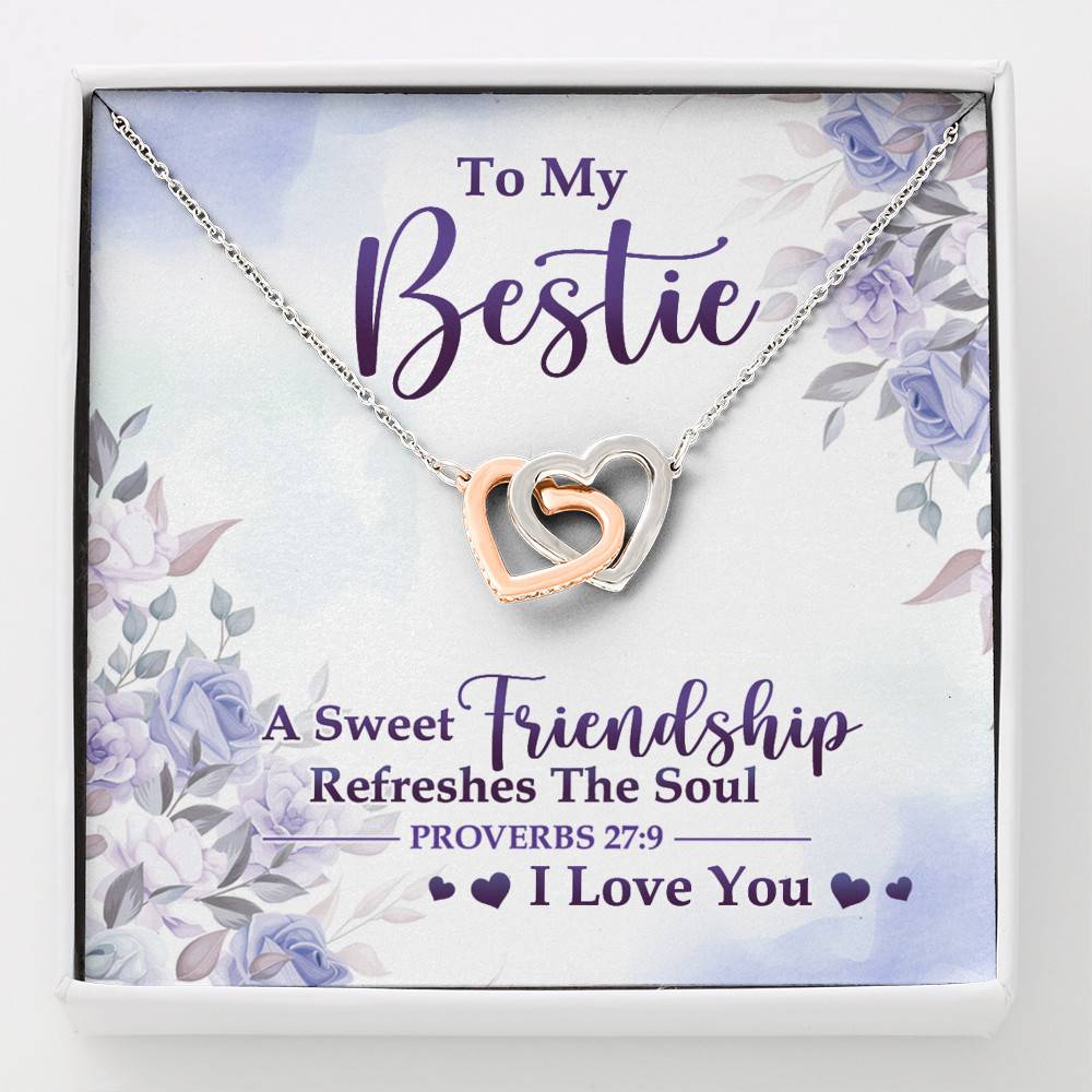 A Sweet Friendship Refreshes The Soul Gift For Christian Best Friend Interlocking Hearts Pendant Necklace - Interlocking Hearts Necklace