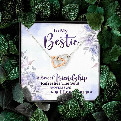A Sweet Friendship Refreshes The Soul Gift For Christian Best Friend Interlocking Hearts Pendant Necklace