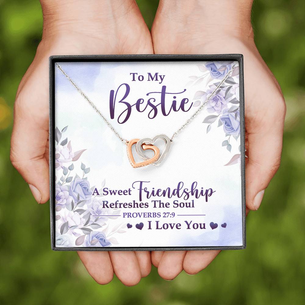 A Sweet Friendship Refreshes The Soul Gift For Christian Best Friend Interlocking Hearts Pendant Necklace