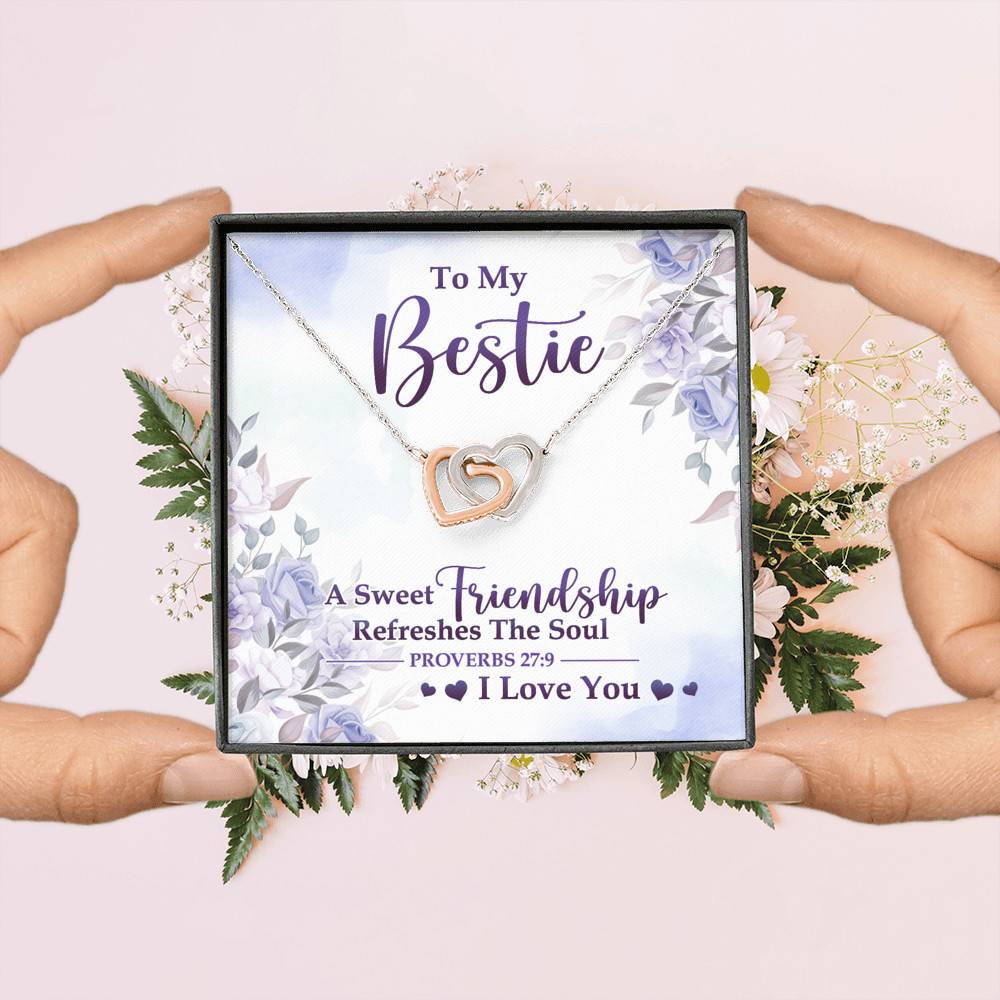 A Sweet Friendship Refreshes The Soul Gift For Christian Best Friend Interlocking Hearts Pendant Necklace