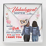 To My Unbiological Sister Naomi Had Ruth Mary Had Elizabeth and I Have You Interlocking Heart Pendant Necklace - Interlocking Hearts Necklace