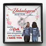 To My Unbiological Sister Naomi Had Ruth Mary Had Elizabeth and I Have You Double Heart Pendant Necklace - Double Hearts Necklace