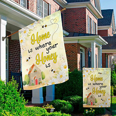 Alternative view of Home Is Where Your Honey Is Funny Bee Garden Flag - House Flag - Wall Flag