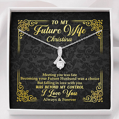 Personalized to My Future Wife Meeting You Was Fate Alluring Pendant Necklace - Alluring Beauty Necklace