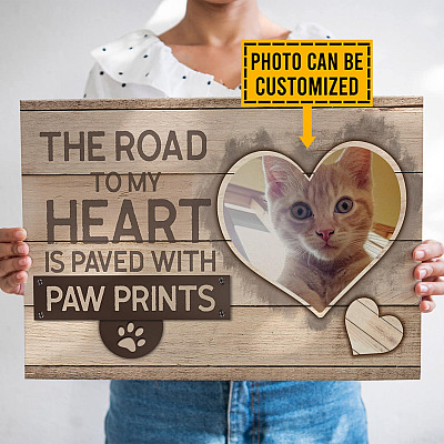 Alternative view of Personalized Photo The Road To My Heart Is Paved With Paw Prints Wrapped Framed Canvas Prints - Unframed Poster