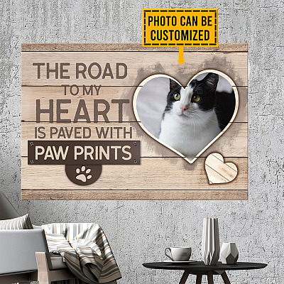 Personalized Photo The Road To My Heart Is Paved With Paw Prints Wrapped Framed Canvas Prints - Unframed Poster