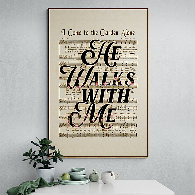In the Garden He Walks with Me Wrapped Framed Canvas Prints - Unframed Poster - Home Decor Wall Art