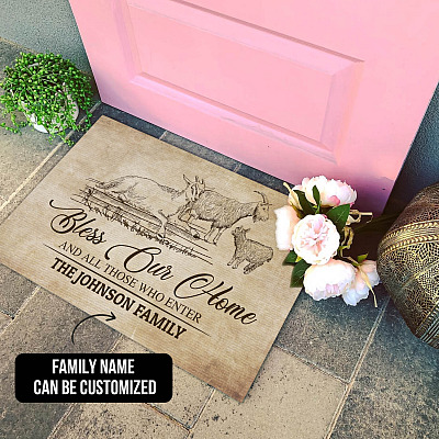 Alternative view of Personalized Bless Our Home And All Those Who Enter Indoor Outdoor Doormat - Farmer Gifts