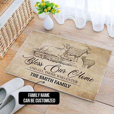Personalized Bless Our Home And All Those Who Enter Indoor Outdoor Doormat - Farmer Gifts