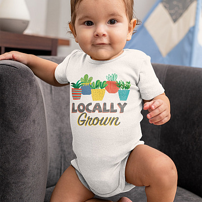Alternative view of Locally Grown Baby Onesie - Baby Infant Bodysuit - Vegan Baby Onesie