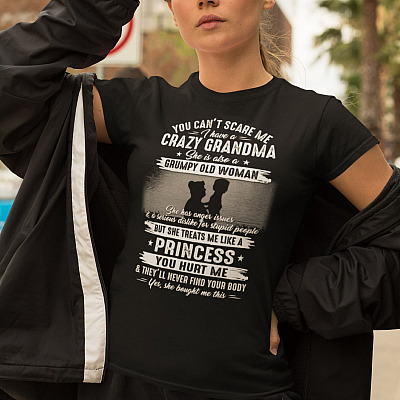 Alternative view of You Can't Scare Me I Have A Crazy Grandma She Is Also A Grumpy Old Woman Funny Granddaughter T-Shirt - Youth Shirt