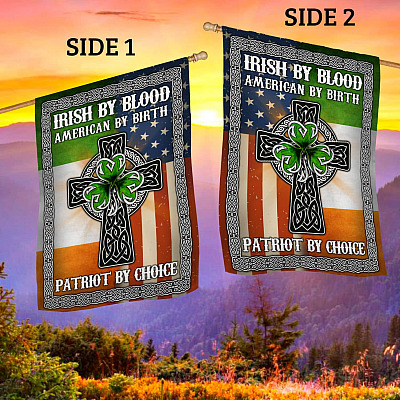 Alternative view of Irish by Blood American by Birth Patriot by Choice Irish Flag Outdoor Indoor Decorative Garden Flag - House Flag