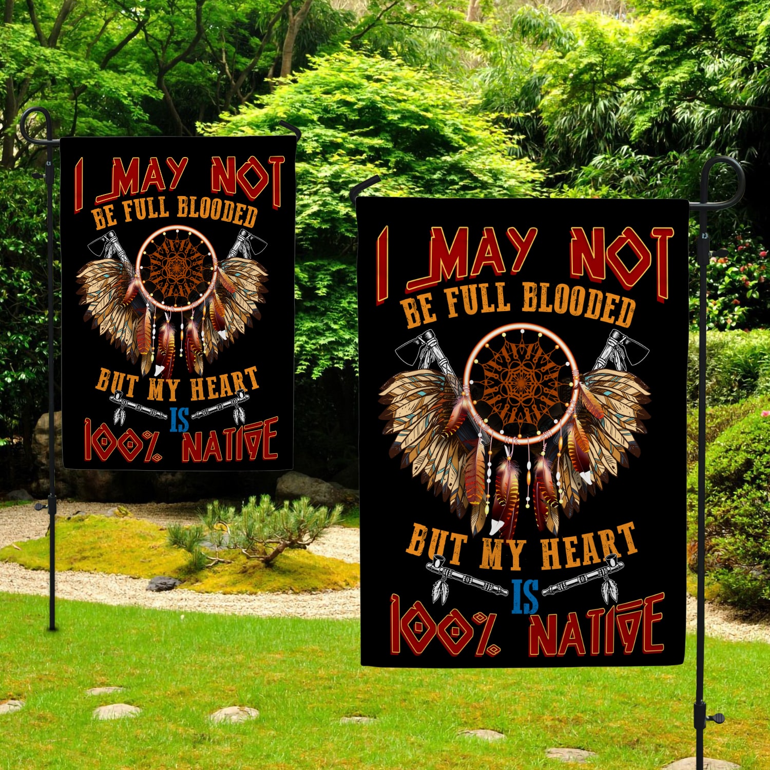 4KNG. 100 native Garden Flag Mockup 2 Side