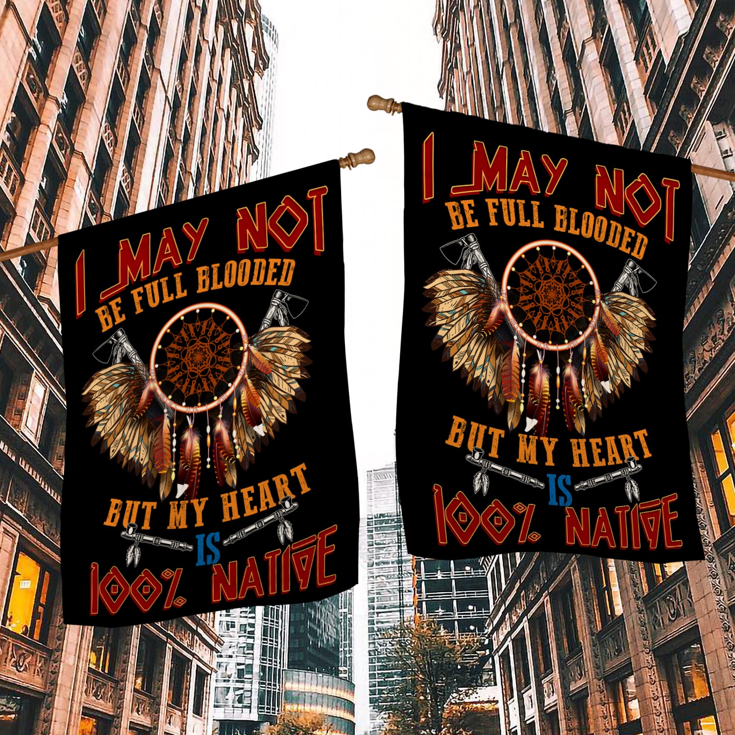 4KNG. 100 native House Flag Mockup 2 Side-1