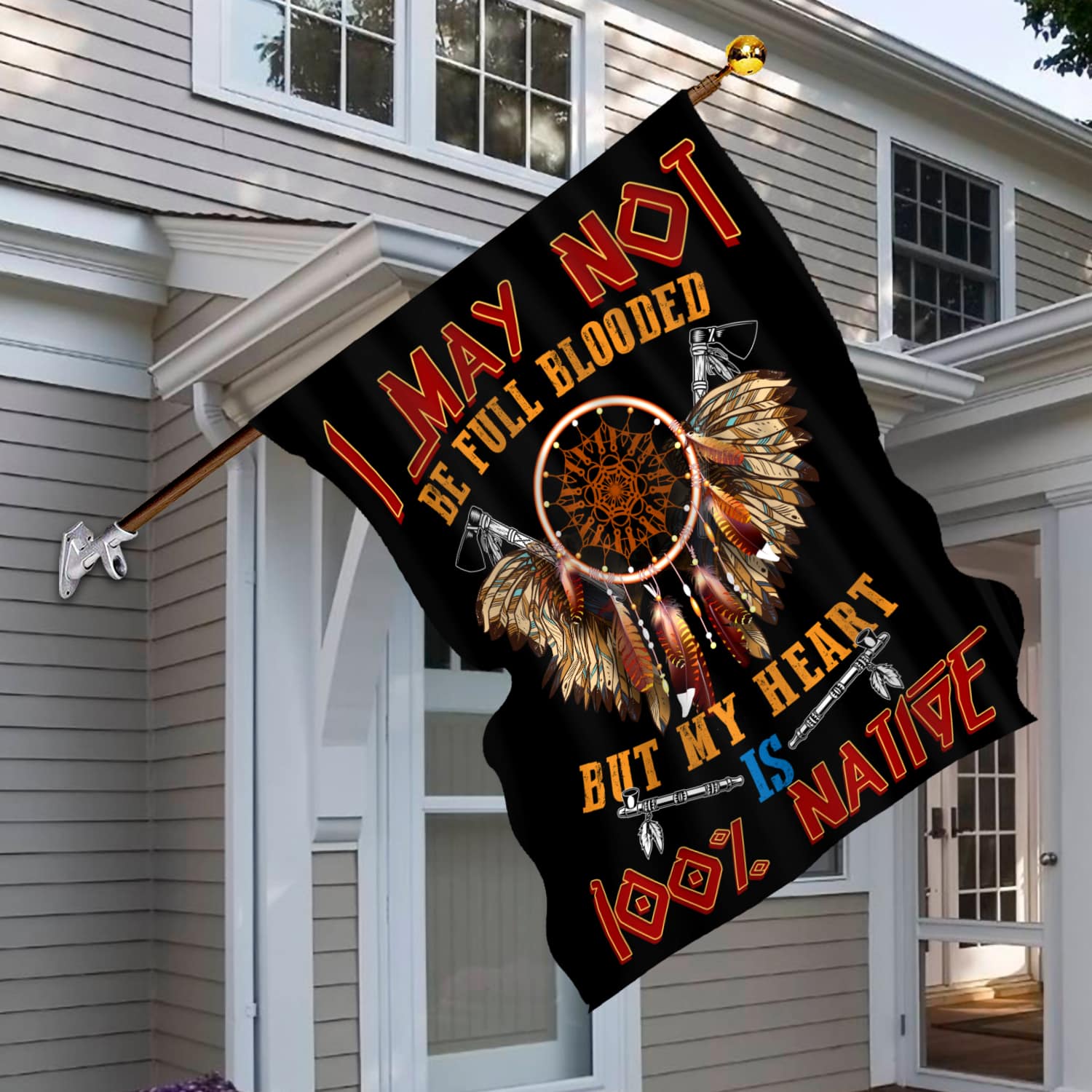 4KNG. 100 native House Flag Mockup 6